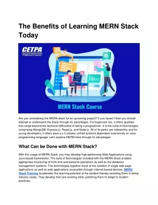 The Benefits of Learning MERN Stack Today