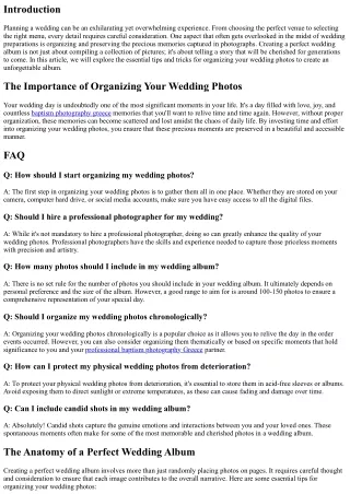 The Anatomy of a Perfect Wedding Album: Tips for Organizing Your Photos