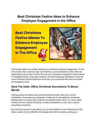 Best Christmas Festive Ideas to Enhance Employee Engagement in the Office