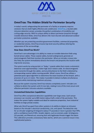 OmniTrax and The Hidden Shield for Perimeter Security