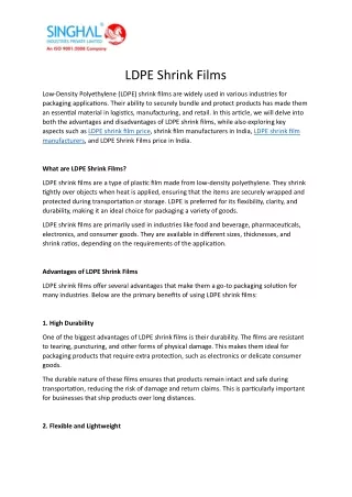 LDPE Shrink Films: Weighing the Pros and Cons for Effective Packaging Solutions