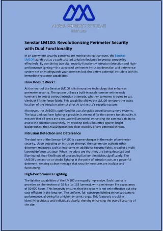 Senstar LM100 and Revolutionizing Perimeter Security with Dual Functionality