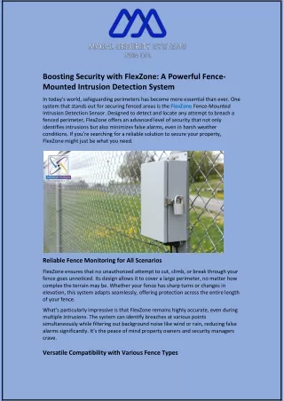 Boosting Security with FlexZone and A Powerful Fence-Mounted Intrusion Detection System