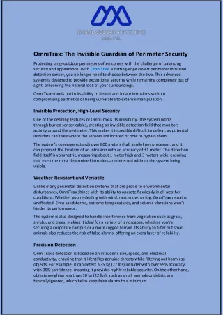 OmniTrax and The Invisible Guardian of Perimeter Security