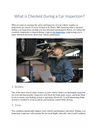 What is Checked During a Car Inspection?