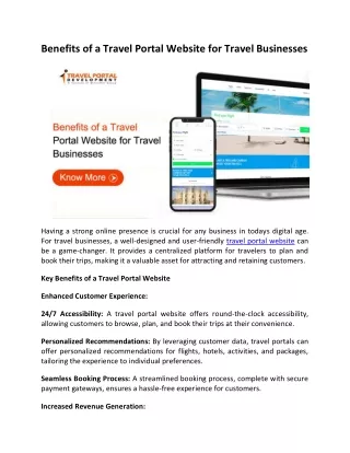 Benefits of a Travel Portal Website for Travel Businesses