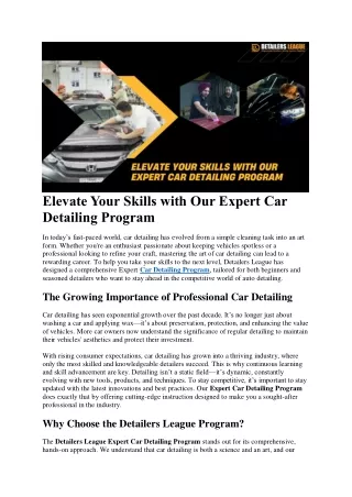 Elevate Your Skills with Our Expert Car Detailing Program