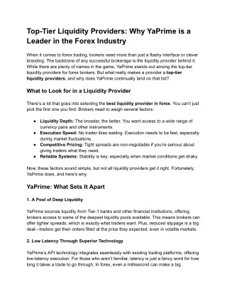 Top-Tier Liquidity Providers_ Why YaPrime is a Leader in the Forex Industry