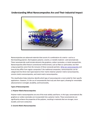 Understanding What Nanocomposites Are and Their Industrial Impact