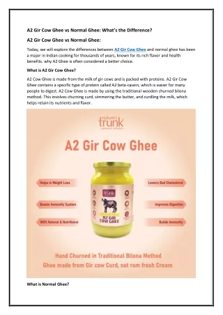 A2 Gir Cow Ghee vs Normal Ghee: What’s the Difference?