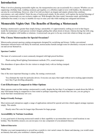 Memorable Nights Out: The Benefits of Renting a Motorcoach