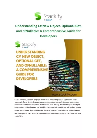Understanding C# New Object, Optional Get, and ofNullable_ A Comprehensive Guide for Developers