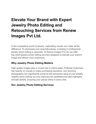 Elevate Your Brand with Expert Jewelry Photo Editing and Retouching Services fro