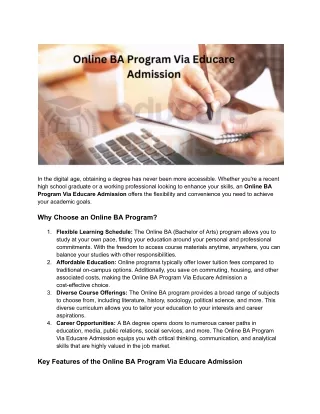 Unlock Your Future: Enroll in Our Online BA Program Today!