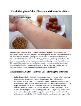 Food Allergies – Celiac Disease And Gluten Sensitivity