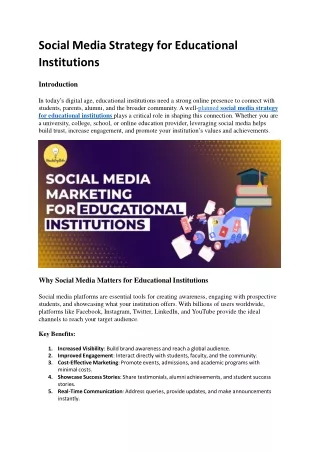 Social Media Strategy for Educational Institutions