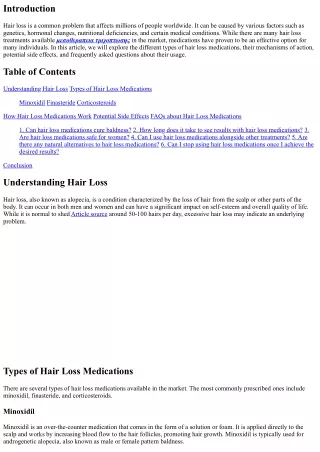 Hair Loss Medications: What You Need to Know