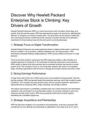 Discover Why Hewlett Packard Enterprise Stock is Climbing_ Key Drivers of Growth