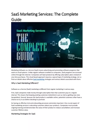 SaaS Marketing Services: The Complete Guide