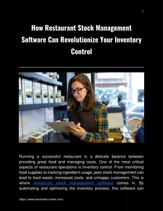 How Restaurant Stock Management Software Can Revolutionize Your Inventory Control