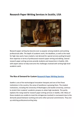 Research Paper Writing Services in Seattle, USA
