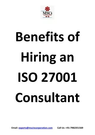 Benefits of Hiring an ISO 27001 Consultant