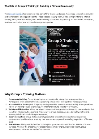The Role of Group X Training in Building a Fitness Community
