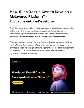 How Much Does It Cost to Develop a Metaverse Platform?