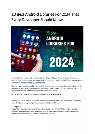 10 Best Android Libraries For 2024 That Every Developer Should Know