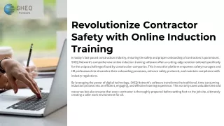 Comprehensive Online Induction Training Software for Contractors