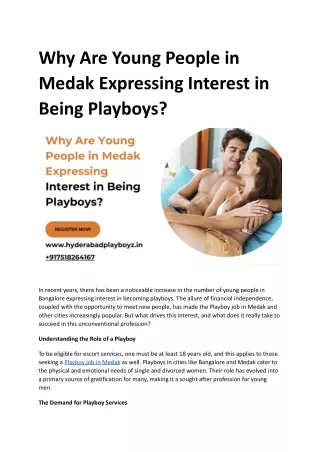 Why Are Young People in Medak Expressing Interest in Being Playboys_