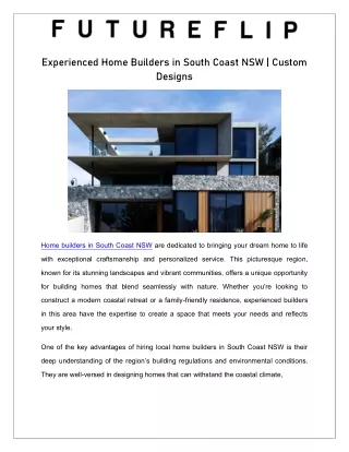 Experienced Home Builders in South Coast NSW