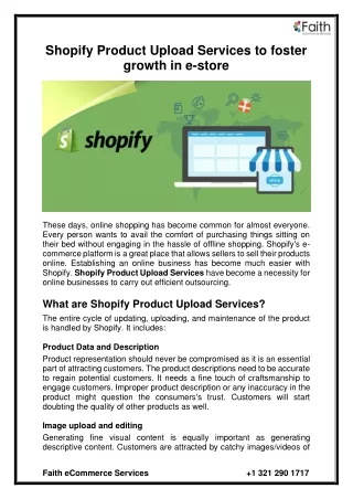 Shopify Product Upload Services to foster growth in e-store