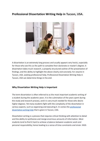 Professional Dissertation Writing Help in Tucson, USA
