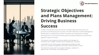 Strategic Objectives and Plans Management for Business Success