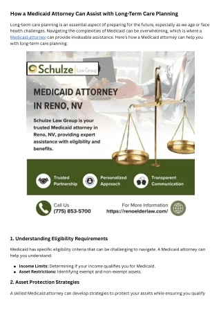 How a Medicaid Attorney Can Assist with Long-Term Care Planning