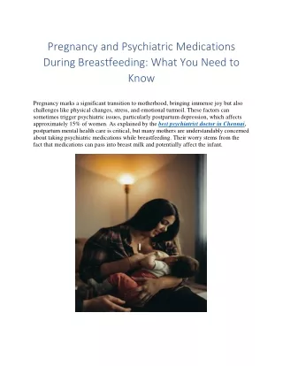 Pregnancy and Psychiatric Medications During Breastfeeding: What You Need to Kno