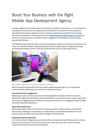Boost Your Business with the Right Mobile App Development Agency