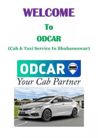 Experience the Best Cab Booking in Bhubaneswar with ODCAR