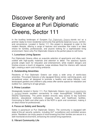 Discover Serenity and Elegance at Puri Diplomatic Greens