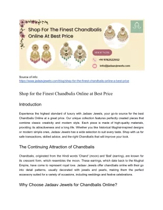 Shop for the Finest Chandbalis Online at Best Price