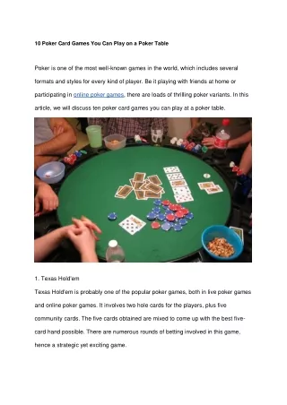 10 Poker Card Games You Can Play on a Poker Table
