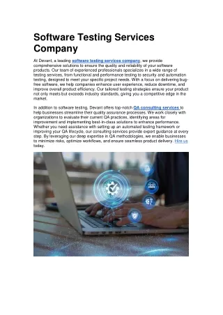 Software Testing Services Company