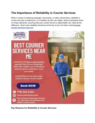 The Importance of Reliability in Courier Services