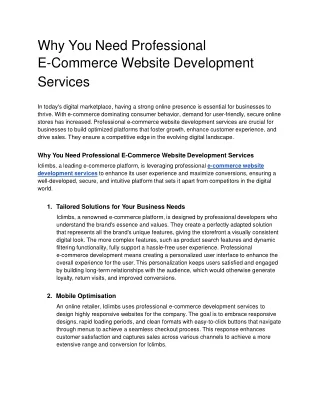 Why You Need Professional E-Commerce Website Development Services - Google Docs