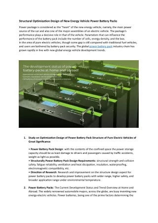 Structural Optimization Design of New Energy Vehicle Power Battery Packs