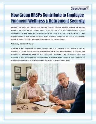 How Group RRSPs Contribute to Employee Financial Wellness & Retirement Security