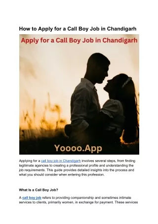 How to Apply for a Call Boy Job in Chandigarh: Easy Guide