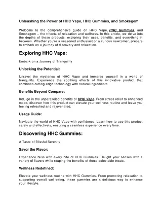 Unleashing the Power of HHC Vape
