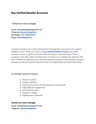 What are the benefits of Buy Verified Neteller Accounts?